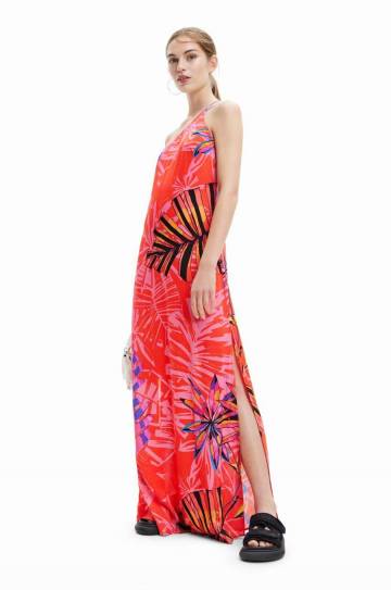 Платье Desigual цвет красный maxi прямое Платье Desigual цвет красный maxi прямое