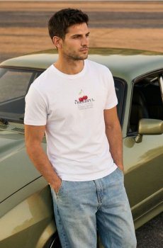 Бавовняна футболка з принтом - білий