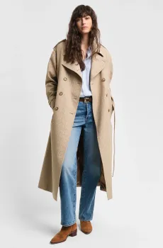 Женский бежевый тренч с узором MONOGRAM JACQUARD TRENCH COAT Бежевый S Gant 4751122