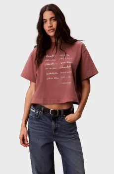 Женская коричневая футболка CROPPED BOXY GRAPHIC Коричневый S Calvin Klein Jeans LV047F823G