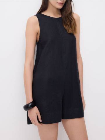 Reserved - Лляний комбінезон - чорний - 251FH-99X