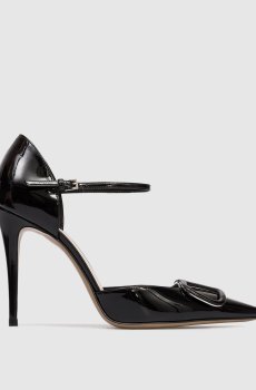 Черные кожаные лакированные туфли D'Orsay