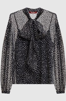Черная блуза MSTETERE из шелка в горох