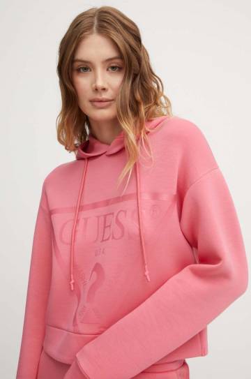 Кофта Guess NEW ALISA женская цвет розовый с капюшоном с принтом V2YQ08 K7UW2 Кофта Guess NEW ALISA женская цвет розовый с капюшоном с принтом V2YQ08 K7UW2