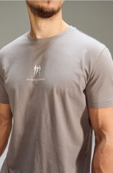 Бавовняна футболка з вишивкою - середньо-сірий