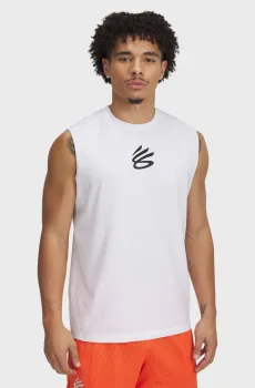 Мужская белая майка Curry SLVS Tee Белый XXL Under Armour 1390352-100