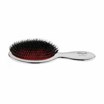 Щетка для волос Janeke Mini Hair Brush Серебряная, с хромированным покрытием и щетиной кабана, размер S Щетка для волос Janeke Mini Hair Brush Серебряная, с хромированным покрытием и щетиной кабана, размер S