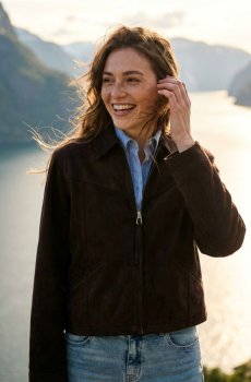 Куртка з коміром із штучного замшу - золотисто-коричневий