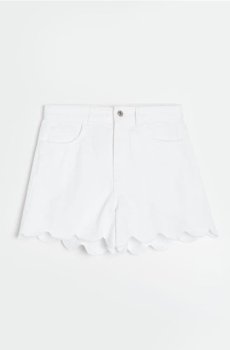 Джинсові шорти з вишитими деталями на штанині - білий