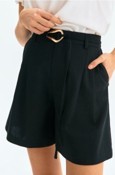 Шорти зі сумішшю льону - чорний