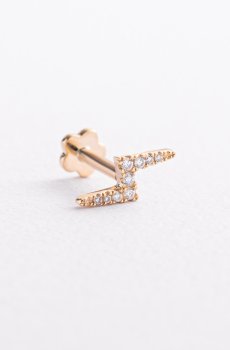 Одиночная золотая серьга для хеликса "Молния" (бриллианты) сб0682ca