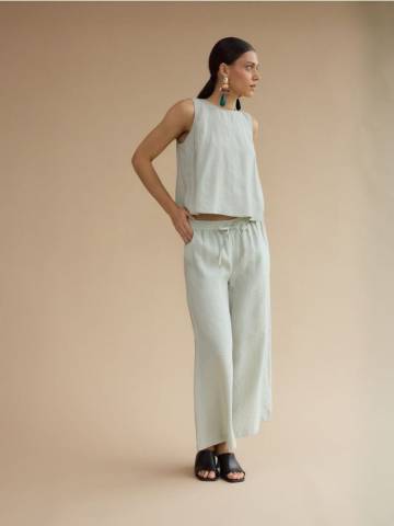 Reserved - LADIES` TROUSERS - блідо-зелений - 483GG-07X Reserved - LADIES` TROUSERS - блідо-зелений - 483GG-07X