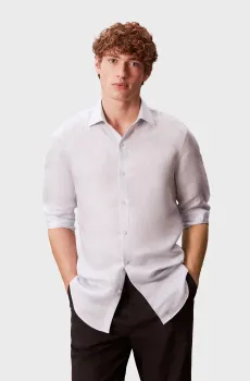 Мужская голубая льняная рубашка SLIM REF Голубой 43 Calvin Klein LV019EU122