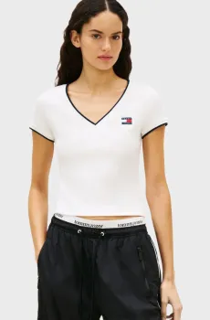 Женская белая футболка BADGE Белый XS Tommy Jeans DW0DW22275