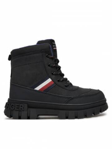 Tommy Hilfiger Черевики туристичні Stripes Fur Boot T3X5-33713-1487 S Чорний Tommy Hilfiger Черевики туристичні Stripes Fur Boot T3X5-33713-1487 S Чорний