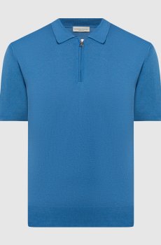 Голубое поло с шелком и кашемиром
