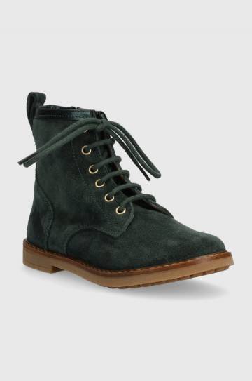 Детские замшевые ботинки Pom Dapi TRIP HI LACE цвет зелёный