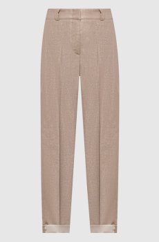 Бежевые брюки с люрексом