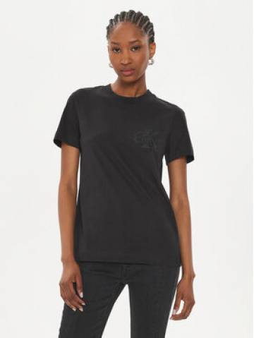 Calvin Klein Jeans Футболка Satin Applique J20J223925 Чорний Regular Fit Calvin Klein Jeans Футболка Satin Applique J20J223925 Чорний Regular Fit