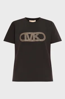 Женская черная футболка GROMMET EMPIRE CLSSIC TEE Черный S Michael Kors MT4519LANU