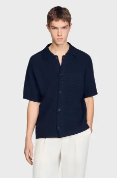 Мужской темно-синий кардиган Синий M Sandro SHPTR00750_Navy Blue