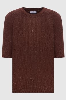 Коричневый топ с кашемиром с люрексом
