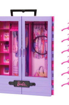 Детский игровой набор Barbie Сиреневый шкаф для одежды с вешалками, 7 элементов, от 3 лет, 32*26*8 см (HJL65)