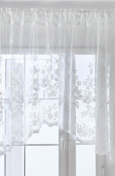 Штора з квітковим мотивом - білий