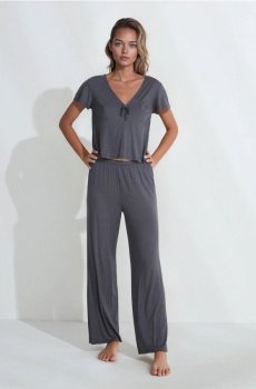 Двокомпонентна віскозна піжама - темно-сірий