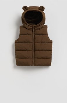 Reserved - Стьобаний жилет із каптуром - коричневий - 839HF-88X