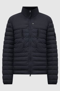 Синяя стеганная пуховая куртка с логотипом