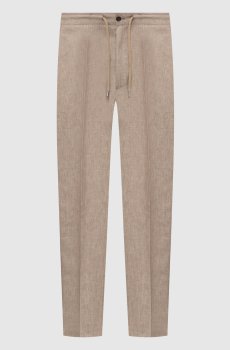 Бежевые брюки из льна