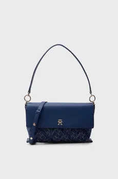 Женская синяя сумка с узором TH DISTINCT SHOULDER BAG MONO Синий ONESIZE Tommy Hilfiger AW0AW16794