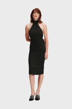 Женское черное платье HUNS PICK RUFFLE Черный 40 Karl Lagerfeld 240W1307