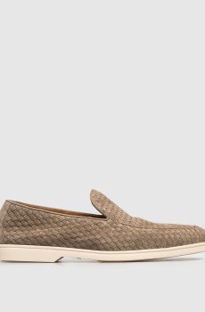 Коричневые замшевые лоферы Sauvage с плетением