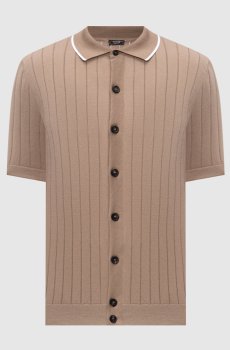 Рубашка коричневая в рубчике с короткими рукавами