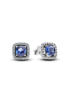 Сережки "Блискучий синій квадрат"