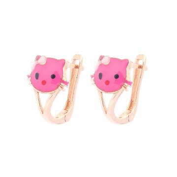 Золотые детские серьги "Hello Kitty" с03449 Золотые детские серьги "Hello Kitty" с03449