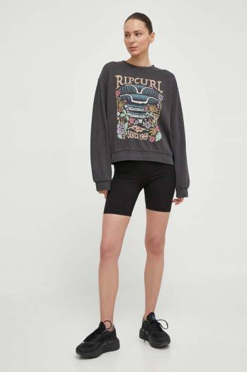 Хлопковая кофта Rip Curl женская цвет серый с принтом Хлопковая кофта Rip Curl женская цвет серый с принтом