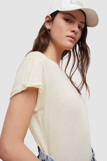 Хлопковая футболка AllSaints цвет белый Хлопковая футболка AllSaints цвет белый