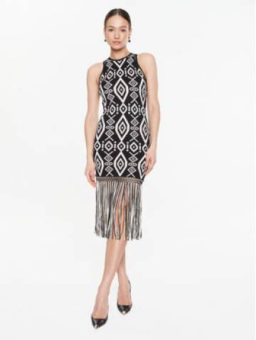 Elisabetta Franchi Трикотажна сукня AM-93T-32E2-V500 Чорний Slim Fit Elisabetta Franchi Трикотажна сукня AM-93T-32E2-V500 Чорний Slim Fit
