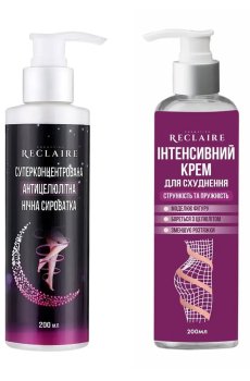 Антицеллюлитный набор для тела Reclaire для похудения (сыворотка, 200 мл + крем, 200 мл)