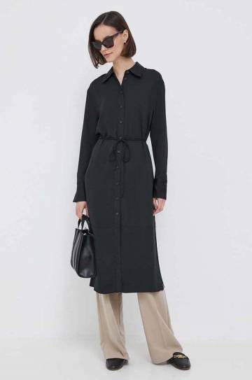 Платье Calvin Klein цвет чёрный midi расклешённое Платье Calvin Klein цвет чёрный midi расклешённое