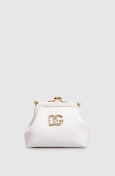 Детская белая кожаная сумка с монограммой