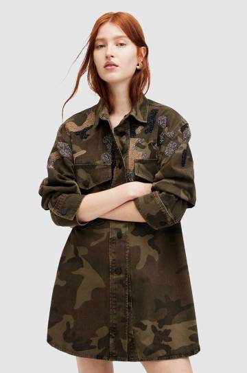 Хлопковое платье AllSaints LILY цвет зелёный mini oversize Хлопковое платье AllSaints LILY цвет зелёный mini oversize