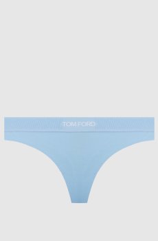 Голубые трусики-тонг с узором логотипа