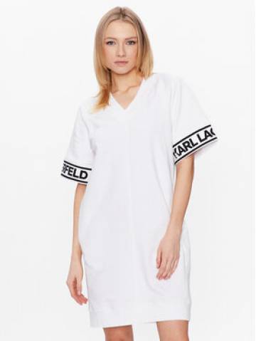 KARL LAGERFELD Повсякденна сукня Logo 225W1356 Білий Relaxed Fit KARL LAGERFELD Повсякденна сукня Logo 225W1356 Білий Relaxed Fit
