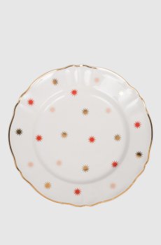 Белая обеденная фарфоровая тарелка