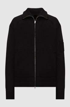 Черный кардиган с шерстью с логотипом