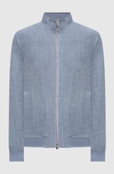 Голубая куртка из шерсти, шелка и льна